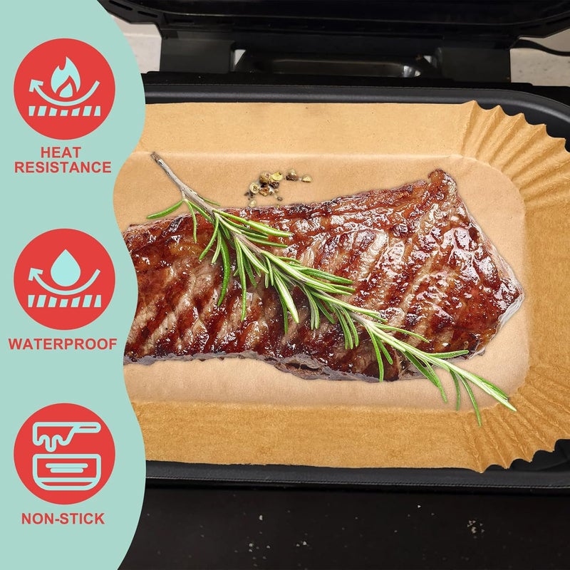 WEBROIL Non-Stick Griddle Pan, Stainless Steel Rack and Air Fryer Liners for Ninja FG551 Smart XL 6-in-1 Indoor Grill, Parts for Ninja Air Fryer Accessories with Disposable Parchment Paper, 100 Packs - Image 4